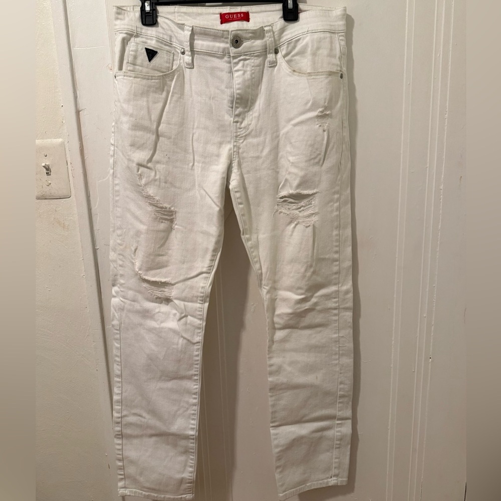 Men's White Guess Distressed Jeans